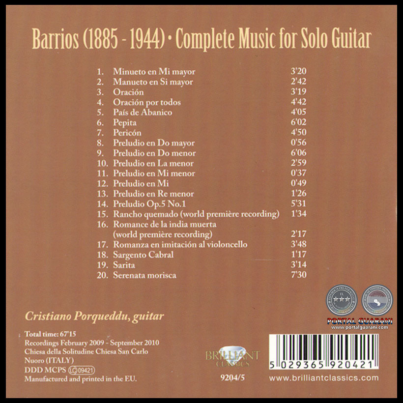 AGUSTÍN BARRIOS - CRISTIANO PORQUEDDU - MATERIAL Nº 5